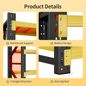 3000LBS Heavy Duty Storage Shelves,63"HMetal Garage Shelving, 4-Tier AdjustableGarage Organization Shelving Units, IndustrialShelving for Warehouse,Wo