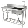 VEVOR Stainless Steel Utility Sink, Free Standing Single Bowl Commercial Kitchen Sink Set w/Workbench, 39.4 x 19.1 x 37.4 in Commercial Single Bowl Si