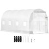 VEVOR Walk-in Tunnel Greenhouse, 15 x 6.5 x 7 ft Portable Plant Hot House w/ Galvanized Steel Hoops, 1 Top Beam, Diagonal Poles, Zippered Door & 8 Rol