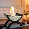 Round Glass Large Tabletop Fireplace 12.5" H Portable Fire Bowl Pot Clean Burning Fireplace for Indoor Outdoor Patio Parties Events(Black)