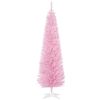 HOMCOM 6' Artificial Pencil Christmas Tree, Slim Xmas Tree with 390 Realistic Branch Tips and Plastic Stand, Pink