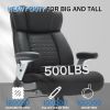 500lbs Big and Tall Office Chair with Adjustable Lumbar Support, Executive Office Chair Heavy Duty with Flip-up Armrest and Wider Seat, Ergonomic Leat