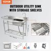 VEVOR Stainless Steel Utility Sink, Free Standing Single Bowl Commercial Kitchen Sink Set w/Workbench, 39.4 x 19.1 x 37.4 in Commercial Single Bowl Si