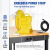 VEVOR Workbench Adjustable Height, 61" x 20" Garage Table w/ 27.1" - 36" Heights & 2000 LBS Load Capacity, with Power Outlets & Hardwood Top & Metal F