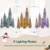 8FT, 6FT, 4FT x 3 Pre-Lit Pencil Christmas Trees, 5-set Slim Artificial Christmas Tree With Snow Flocking, Xmas Holiday Decoration Tree, 1820 Branch T