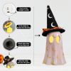 Halloween Decorations Indoor, Set of 3 Ceramic Ghosts with Witch Hats, Cute Spooky Halloween Ghost Figurines for Mantel, Shelf & Tabletop Decor