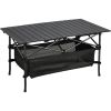 Folding Camping Table, Roll-up Ultra Compact Outdoor Portable Fold Up Lightweight beach Table, with Large Storage and Carry Bag, for Outdoor Cooking,