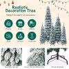 8FT, 6FT, 4FT x 3 Pre-Lit Pencil Christmas Trees, 5-set Slim Artificial Christmas Tree With Snow Flocking, Xmas Holiday Decoration Tree, 1820 Branch T