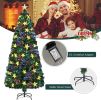 7FT Pre-lit Fiber Optic Christmas Tree with Large Stars, Artificial Xmas Tree Spruce Tree Green Tree with Metal Stand,Full Tree for Holiday Decoration