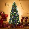 7FT Pre-lit Fiber Optic Christmas Tree with Large Stars, Artificial Xmas Tree Spruce Tree Green Tree with Metal Stand,Full Tree for Holiday Decoration
