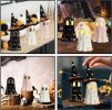 Halloween Decorations Indoor, Set of 3 Ceramic Ghosts with Witch Hats, Cute Spooky Halloween Ghost Figurines for Mantel, Shelf & Tabletop Decor