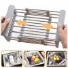 Adjustable Immersion Sink Dish Drying Rack with Stainless Steel Drain Basket - Portable and Retractable Space-Saving Fruit and Vegetable Solution