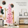 HOMCOM 6' Artificial Pencil Christmas Tree, Slim Xmas Tree with 390 Realistic Branch Tips and Plastic Stand, Pink