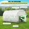 VEVOR Walk-in Tunnel Greenhouse, 15 x 6.5 x 7 ft Portable Plant Hot House w/ Galvanized Steel Hoops, 1 Top Beam, Diagonal Poles, Zippered Door & 8 Rol