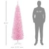HOMCOM 6' Artificial Pencil Christmas Tree, Slim Xmas Tree with 390 Realistic Branch Tips and Plastic Stand, Pink