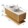 HIZON 48" Bathroom Vanity&Sink, Floating Plywood Bathroom Storage Cabinet with Drawers&Open Shelf, Marble Pattern Ceramic Basin&White Sintered Stone T