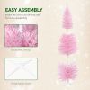 HOMCOM 6' Artificial Pencil Christmas Tree, Slim Xmas Tree with 390 Realistic Branch Tips and Plastic Stand, Pink