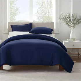 Serta Simply Clean Solid Duvet Cover Twin (Option: Style4)