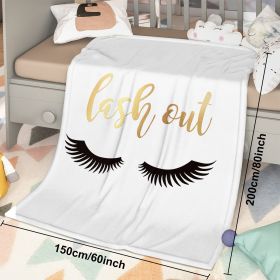 Long Eyelashes Printed Throw Blanket Plush Fluffy Flannel Fleece Blanket Soft Throws For Sofa Couch And Bed 30x40 50x60 60x80 (Option: 150cmx200cm-White)