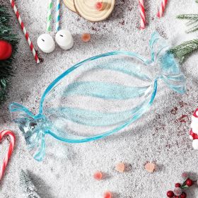 Christmas Candy Glass Plate, Christmas Theme Serving Tray for Holiday Desserts, Cookies & Candy Display, Festive Party Bowl, Red XMAS Decorations Smal (Color: Blue, size: large)