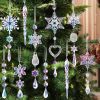 Crystal Ornaments Christmas Tree Decorations - 21pcs Christmas Tree Ornaments Sparkling Dazzling Festival Party Decoration Crystal Snowflake Design Ha