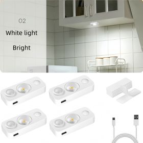 4PCS LED motion-sensing bulb, rechargeable cabinet light, stick-on wireless LED night light, under drawers, shelves, and cabinets, warm white, with US (Color: 4PCS-Warm colors)