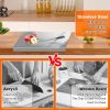 Stainless Steel Cutting Board for Kitchen - Large 304 Chopping Boards with Lid and Non-Slip Pad for Countertop, Suitable for Meat Vegetables Bread and