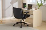 Leather Criss Cross Chair with Flip-Up Armrests, Cross Legged Office Chair on Wheels, Comfy Wide-Seat Swivel Chair – Adjustable Ergonomic Desk Chair f
