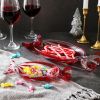 Christmas Candy Glass Plate, Christmas Theme Serving Tray for Holiday Desserts, Cookies & Candy Display, Festive Party Bowl, Red XMAS Decorations Smal