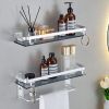 Glass Shelf for Bathroom 15.7 in Bathroom Shelves with Towel Bar Tempered Glass Shelves for Wall(2 Tier)