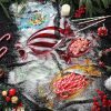 Christmas Candy Glass Plate, Christmas Theme Serving Tray for Holiday Desserts, Cookies & Candy Display, Festive Party Bowl, Red XMAS Decorations Smal