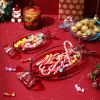 Christmas Candy Glass Plate, Christmas Theme Serving Tray for Holiday Desserts, Cookies & Candy Display, Festive Party Bowl, Red XMAS Decorations Smal